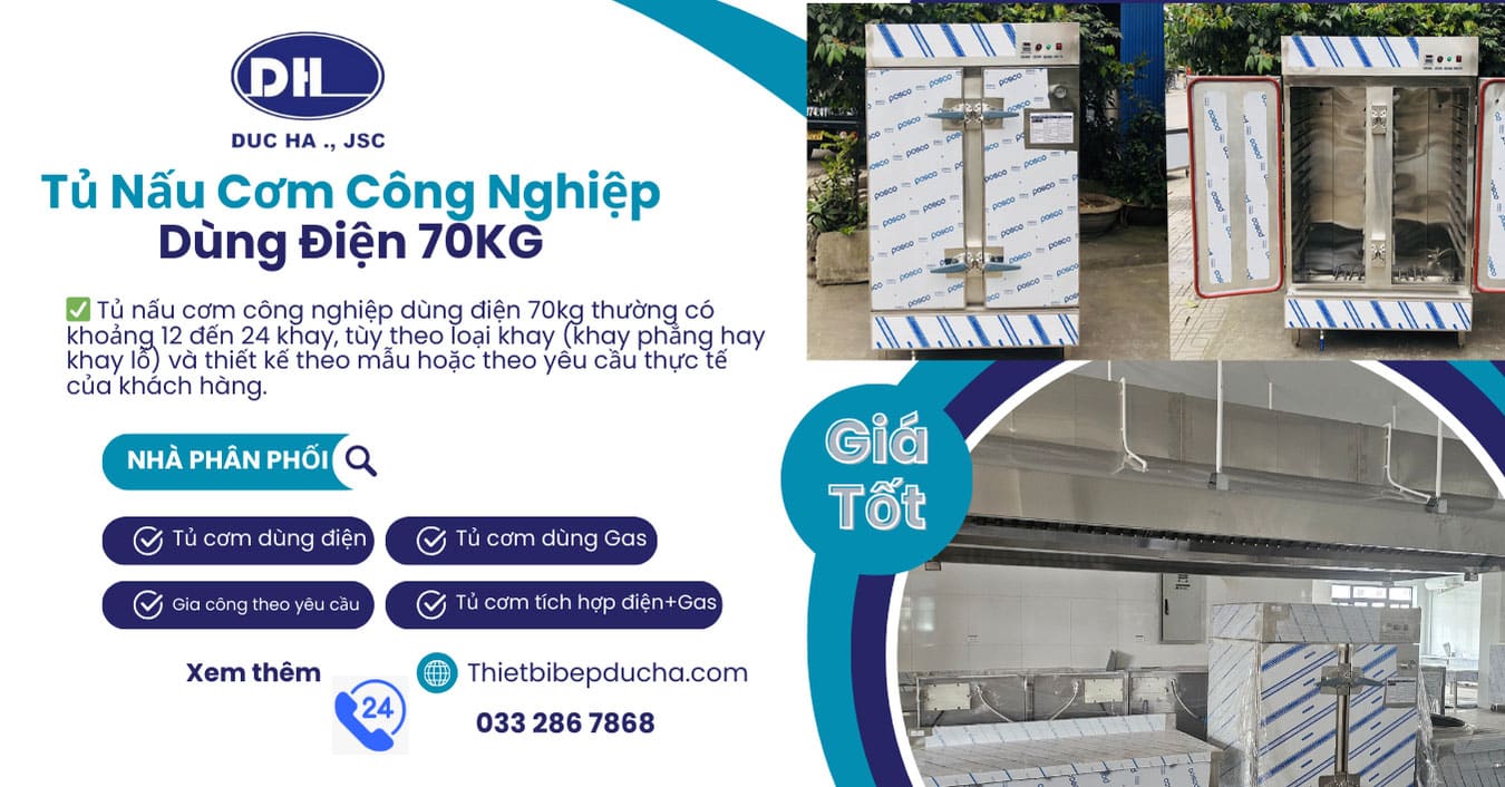 Tủ Nấu Cơm Công Nghiệp Dùng Điện 70kg