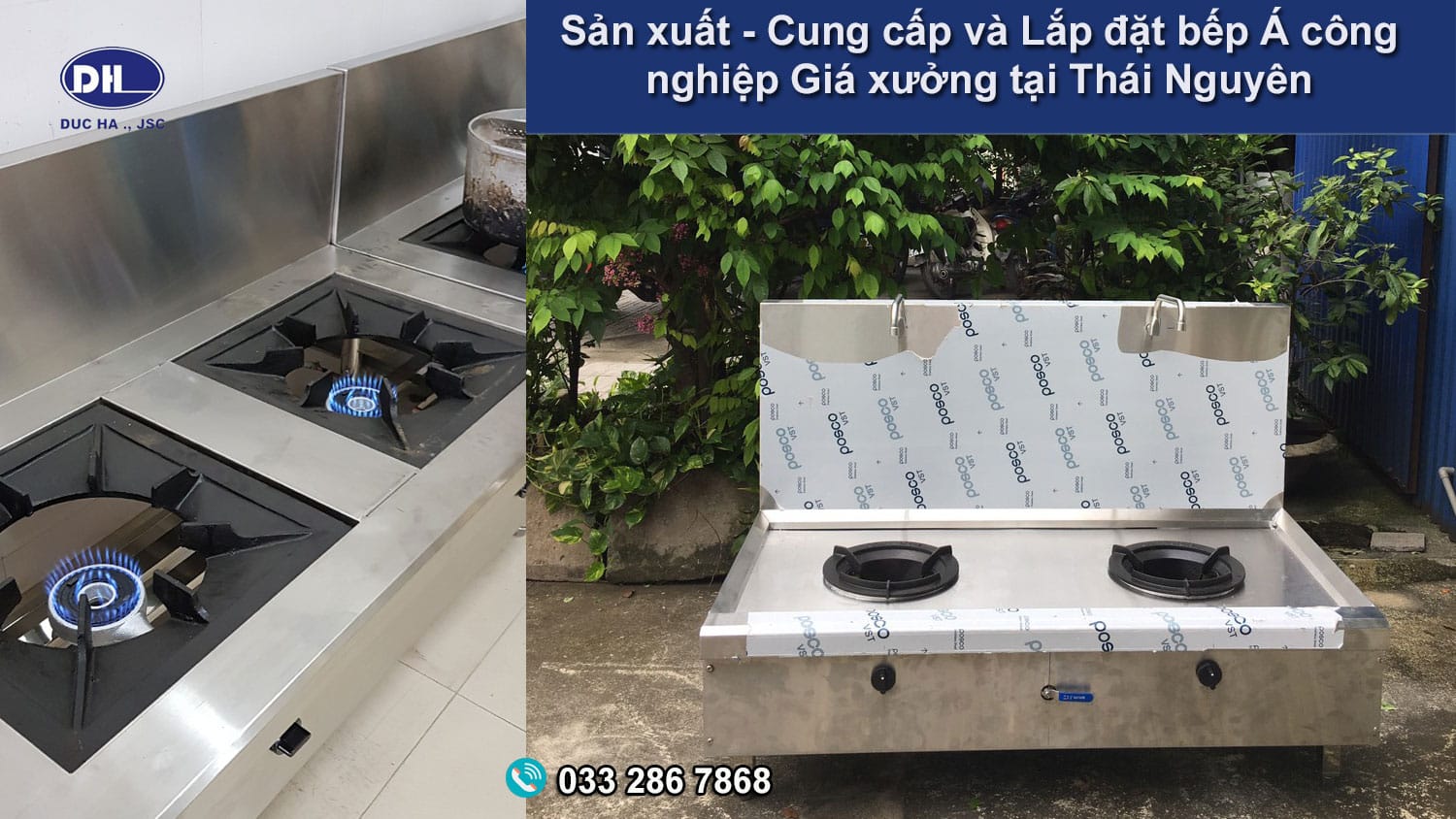 Sản xuất - Cung cấp và Lắp đặt bếp Á công nghiệp tại Thái Nguyên